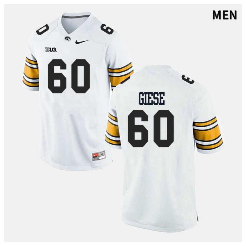 Men's Iowa Hawkeyes NCAA #60 Jacob Giese White Authentic Nike Alumni Stitched College Football Jersey XL34R74KL